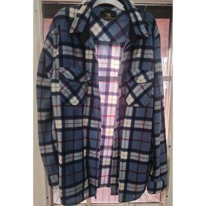 Freedom Foundry plaid fleece Shirt Men xl blue red button up Shacket warm